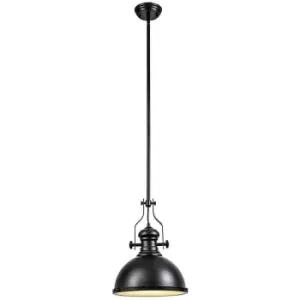 Luminosa Worcester Ceiling Pendant, E27, Matt Black, Frosted Glass