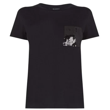 DKNY Sequin Pocket T Shirt - Black