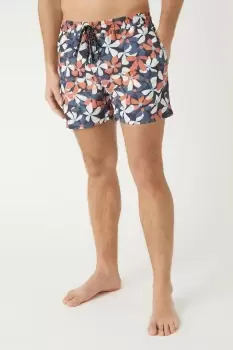 Mens Navy Floral Print Swim Short