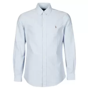 Polo Ralph Lauren CHEMISE AJUSTEE EN OXFORD COL BOUTONNE LOGO PONY PLAYER MULTICO mens Long sleeved Shirt in Blue - Sizes EU XXL,EU S,EU L,EU XL,EU XS