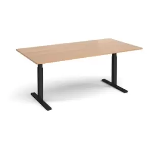 Elev8 Touch boardroom table 2000mm x 1000mm - Black frame and beech top