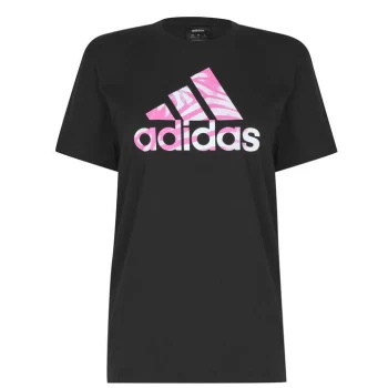 adidas Zebra Logo T Shirt Womens - Black