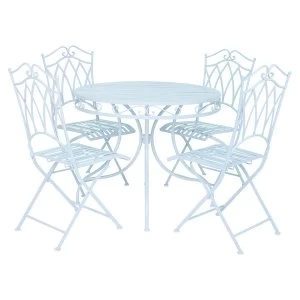 Charles Bentley Wrought Iron 4-Seater Dining Set - Pastel Blue