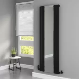 Black Vertical Single Panel Radiator with Mirror 1800 x 600mm - Tanami