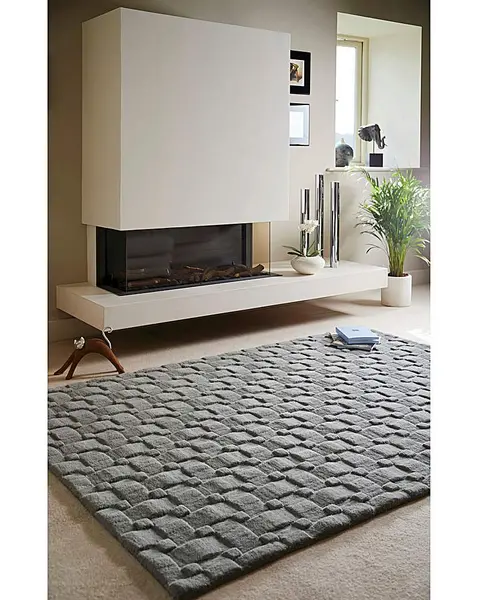 Origins Basketweave Woollen Rug Grey 120X170 WB30602