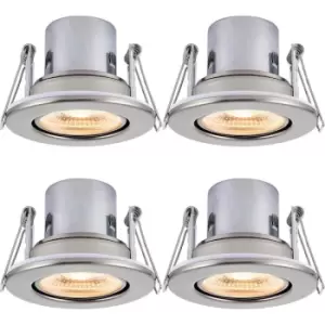 4 PACK Recessed Tiltable Ceiling Downlight - 8.5W Warm White LED Satin Nickel