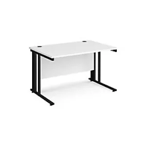 Rectangular Straight Desk White Wood Cable Managed Legs Black Maestro 25 1200 x 800 x 725mm