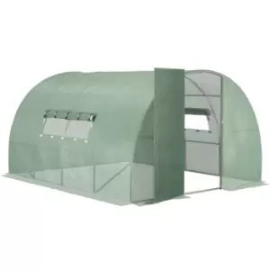 Reinforced Walk-in Polytunnel Garden Greenhouse Steel Frame 4 x 3M - Green - Outsunny