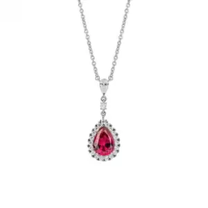 Red Zirconia Teardrop Pave Surround Necklace N4501