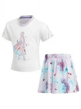 Adidas Girls Younger Frozen T-Shirt Set - White