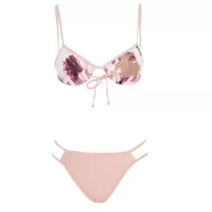 Missguided Print Tie Double Strap Bikini Set - Pink