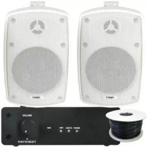 Outdoor WiFi Speaker Kit 2x 60W White IP44 Stereo Amplifier Garden BBQ Party