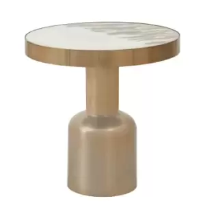 Interiors By PH Glass Top Side Table Antique Gold