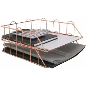 A4 Wire Filing Trays in Rose Gold M&W