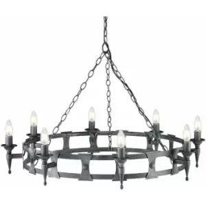 Loops - 8 Bulb Chandelier Hanging Pendant LIght Black Silver LED E14 60W Bulb