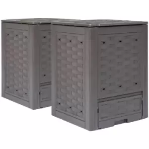 Vidaxl - Garden Composters 2 pcs Brown 60x60x83cm 600 l Plastic Rattan Brown