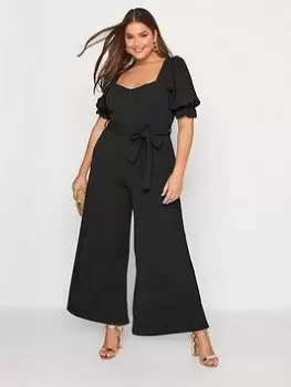 Yours Sweetheart Puff Sleeve Jumpsuit - Black, Size 26-28, Women