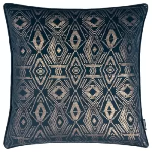 Tayanna Metallic Velvet Cushion Navy, Navy / 50 x 50cm / Polyester Filled