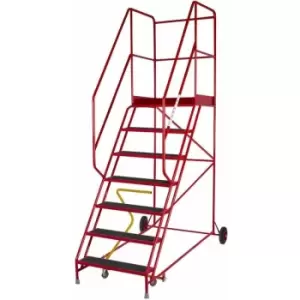 6 Tread Heavy Duty Mobile Warehouse Stairs - Anti Slip Steps - Steel Frame