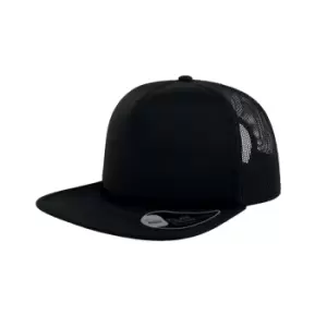 Atlantis Unisex Snap 90s Flat Visor 5 Panel Trucker Cap (One Size) (Black)