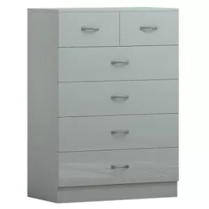 Fwstyle Modern 6 Drawer Chest High Grey Gloss Drawers On A Matt Grey Frame