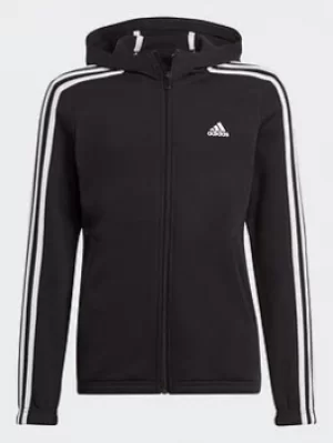 adidas Essentials 3-stripes Full-zip Hoodie, Black/White, Size 4-5 Years, Women