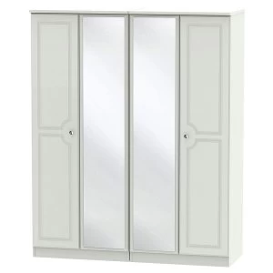 Robert Dyas Montego Ready Assembled 4-Door Mirrored Wardrobe - Ash Grey