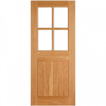 LPD External Oak COTTAGE 4 Light Clear Double Glazed Front Door D&G - 813mm x 2032mm