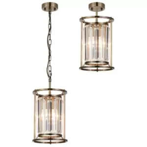 Luminosa Lighting - Luminosa Guilford Ceiling Pendant, E27, Antique Brass, Clear