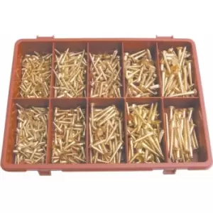 Qualfast Slotted Countersunk Wood Screw Kit Brass