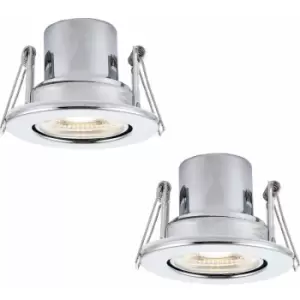 Loops - 2 pack Recessed Tiltable Ceiling Downlight - 8.5W Cool White LED Chrome Plate