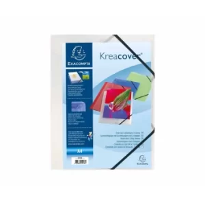 Kreacover PP Elasticated 3 Flap Folder A4, Frosted, 5 Packs of 5