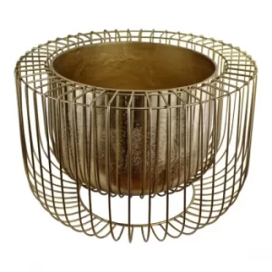 Large Gold Metal Wire Planter or Bowl