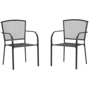 Set of 2 Metal Garden Chairs for Patio or Porch in Grey