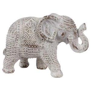 Brushed White and Gold Medium Thai Elephant Figurine