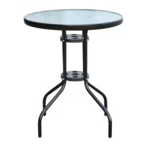 Outsunny Portable Round Metal Garden Table - Black