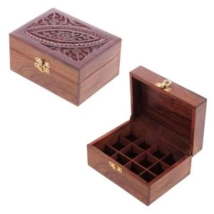 Sheesham Wood Carved Compartment Box Medium