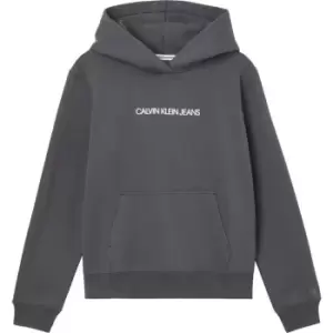 Calvin Klein Jeans Shrunk Institutional Fleece Hoodie - Grey