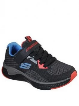 Skechers Boys Solar Fuse Speed Blitz Trainers - Charcoal, Size 3 Older