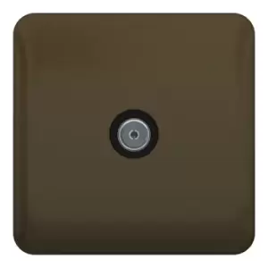 Schneider Electric Lisse Screwless Deco - Single TV/FM Aerial Socket, 240V, GGBL7010BMB, Mocha Bronze with Black Insert