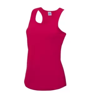 AWDis Just Cool Girlie Fit Sports Ladies Vest / Tank Top (L) (Hot Pink)