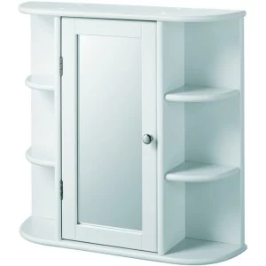 Wickes Single Mirror Bathroom Cabinet with 6 Shelves - White 580mm