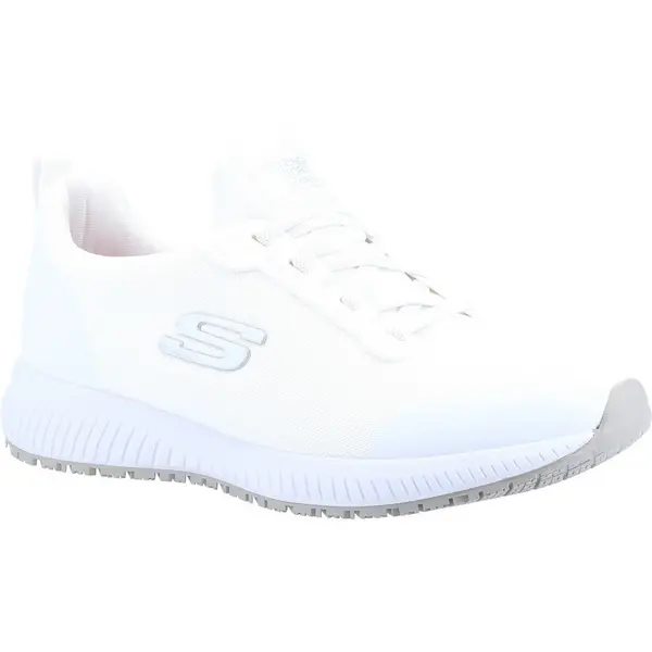 Skechers Womens Squad Slip Resistant Lace Up Safety Trainers UK Size 2 (EU 35) White SKE988-WHT-2