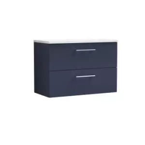 Nuie Arno 800mm Wall Hung 2 Drawer Vanity & Sparkling White Laminate Top Electric Blue