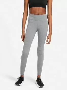 Nike Dri-FIT The One Mid Rise Leggings - Grey/White, Size L, Women