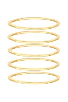 Gold Polished Sculpted Bangle Bracelets - Pack of 5