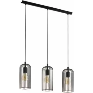 Hanging Ceiling Pendant Light Black & Copper Cage 3x E27 Bulb Kitchen Island