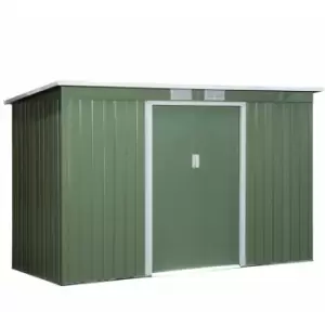 Outsunny - 9 x 4FT Outdoor Metal Frame Garden Storage Shed w/ 2 Door, Green