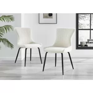 Nora Cream Velvet Black Leg Dining Chairs (Set of 2)