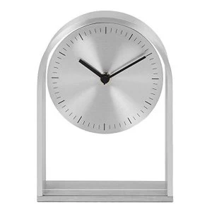 Arched Mantel Clock Silver Aluminium Case